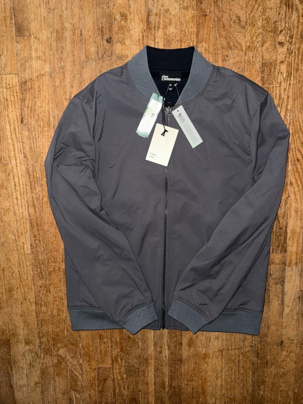 The Commons Men's Gray Bomber Jacket - Classic Zip-Front